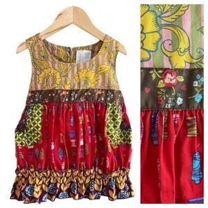 Matilda Jane Paint By Numbers Jester Red Shasta Bubble Top mixed floral print